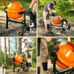 EBERTH Betonmischer Mischmaschine Elektrisch Mit 65L Trommelvolumen, 220W Motor, 230V, Stahl-Gestell Mit Transporträdern, Trommel Und Zahnkranz Aus Stahl, Feststellbarer Handgriff, Breite Fußplatte -Betonmischer Verkaufe 2796437 5