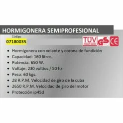 YAMATO Betonmischer 160 Liter / 650 W. Abnehmbare Gusseisenkrone -Betonmischer Verkaufe 36117441 2