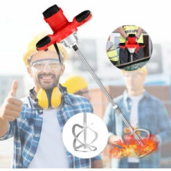 HAPPYSHOPPING 2100W Elektrischer Zementmischer Rührer 6-Gang-Handbetonmischer Für Mörser Farbe Schlamm Fugenmörtel 800 U / Min EU-Stecker,EU-Stecker, Rot -Betonmischer Verkaufe 37037143 5