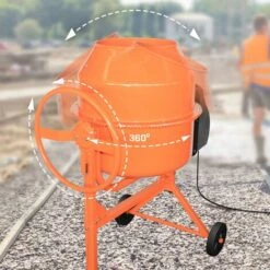 TIMBERTECH® Betonmischer - 140L, 550 W, Mit Handrad, 2 Räder, Elektrisch, Stahl, Orange/Schwarz - Mörtelmischer, Zementmischer, Mischer, Mischmaschine, Betonmischmaschine -Betonmischer Verkaufe 66808801 3