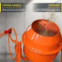 TIMBERTECH® Betonmischer - 140L, 550 W, Mit Handrad, 2 Räder, Elektrisch, Stahl, Orange/Schwarz - Mörtelmischer, Zementmischer, Mischer, Mischmaschine, Betonmischmaschine -Betonmischer Verkaufe 66808801 5